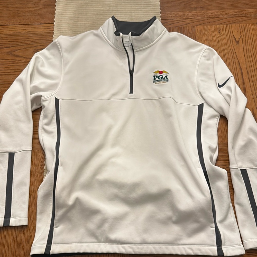 Vintage Nike Golf Dri-Fit Men’s Running 1/4 Zip Pullover Medium White Baltusrol